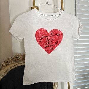 Karl Lagerfeld Kids White Tee with Red Heart Graphic